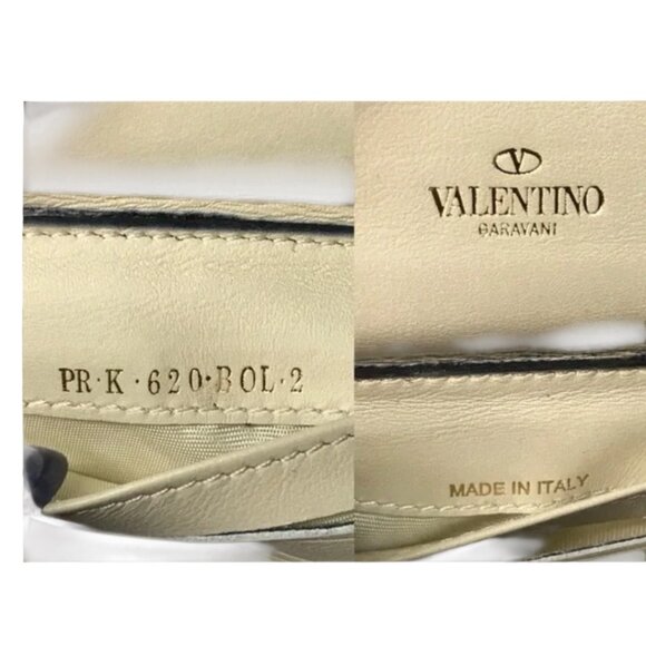 Valentino Garavani Rockstud Leather Card Holder Ivory - Picture 3 of 7